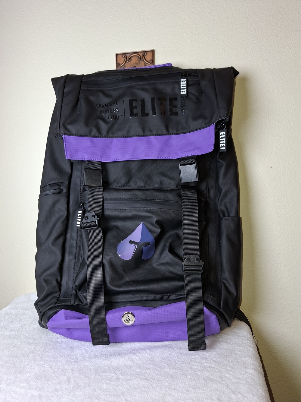 Black and Purple Roll-Top Backpack